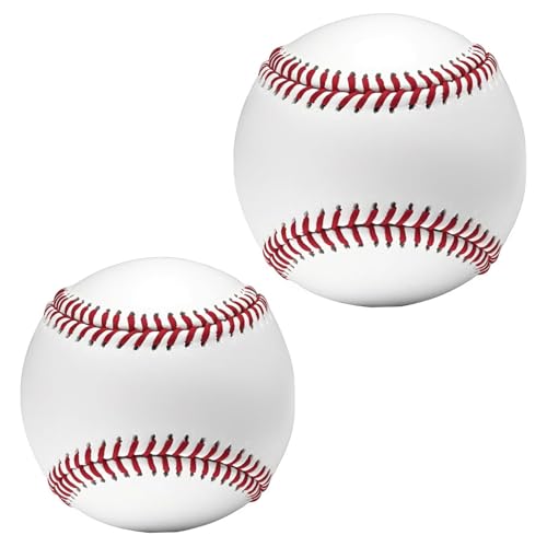 Takingup 2 Pack Baseballs, Little League Baseballs for Training with Hand-Stitched Seams and Cork-Filled Core, Official Size for Practice - Baseball Balls