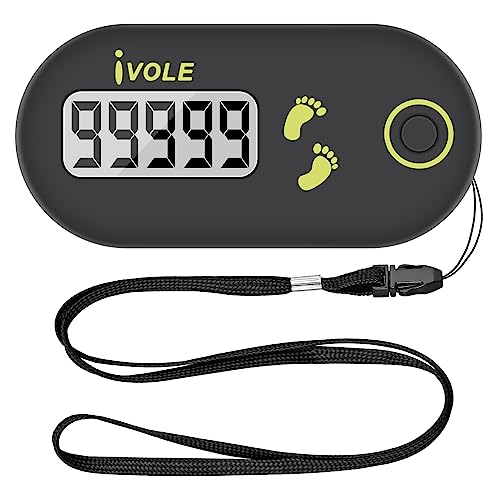Czemo Clip de podómetro, mini podómetro para caminar con cordón, podómetro en tiempo real, podómetro portátil para el seguimiento de pasos deportivos, distancia
