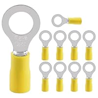 10 Stück Ringkabelschuhe,Teilisoliert Quetschverbinder,Kabelverbinder,4,0-6,0 mm² gelb Loch-Ø M8 PVC weiblicher Steckverbinder,Ringkabelschuhe Set für Verbinden von Kabeln oder Litzen