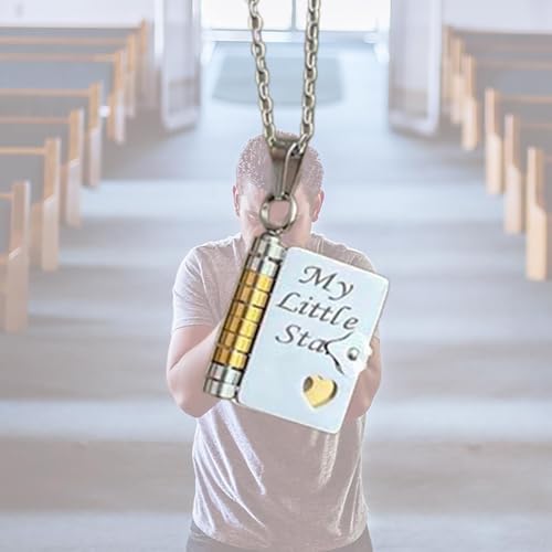 My Little Star Book Necklace,2025 New My Incredible Daughter Book Necklace for Daughter,Birthday Day Gift,Openable Necklaces with 6 Pages of Engraved Information,Carries Everlasting Love3