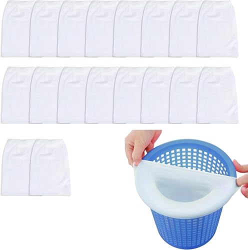 Pool Skimmer Socks 20pcs Pool Filter Saver Socks Nylon Fabric Filters Pond Basket Liner Net Skim Chlorine Pre-filter for Aquarium Pool Outdoor Fountain Above-Ground Pools Fast Set