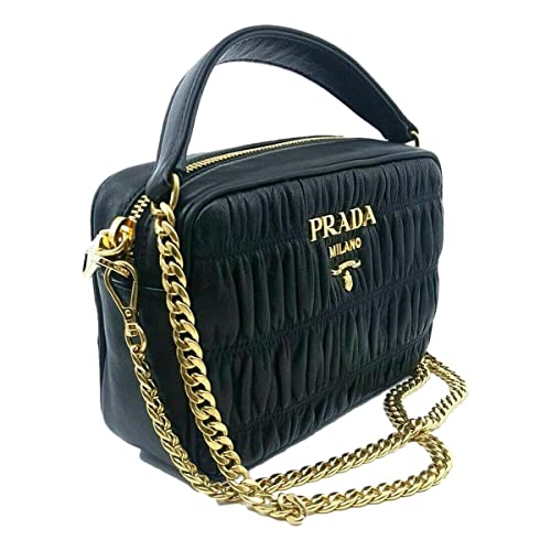 Prada Bandoliera Nero Black Nappa Gaufre'1 Quilted Leather Handbag 1BH1124