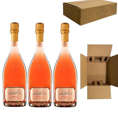 Cava Celler Kripta Rosado Franc Brut Reserva 2013 - Agustí Torelló Mata - Cava Rosado Premium, Método Tradicional, 12% Vol. Alcohol, Varietal de Trepat - Pack 3 Botellas 75cl