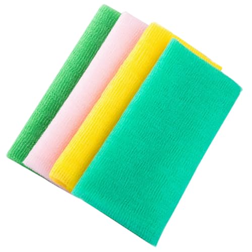 Toyvian Serviettes Exfoliantes Corps pour Gommage Soin Lot de 4 en Nylon Bords Renforcés, Faciles à Ranger Couleur Aléatoire Peau