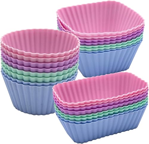 Mlying Wiederverwendbare Muffinformen Silikon 24 Stück KleinSilikonformen für Muffins Cupcake Brotbackform Kuchen Antihaft mini Muffinförmchen Kuchenform (24pcs)