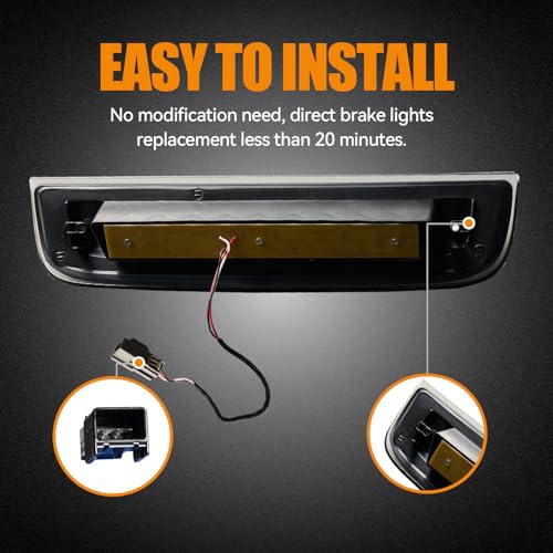 Image of Third 3rd Brake Light LED for 2014-2018 Chevy Silverado /GMC Sierra 1500 2500HD 3500HD, High Mount Rear Brake Lights Assembly, Waterproof Center Cab Cargo Lamp Stop Light (RED)