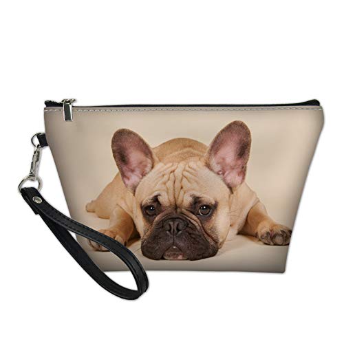 Preisvergleich Produktbild Showudesigns Kosmetiktasche mit französischer Bulldogge aus PU-Leder für Frauen, Teenager, Mädchen, Reise-Kulturbeutel