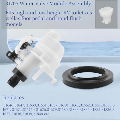 Image of 31705 RV Toilet Valve,RV Toilet Water Valve Replacement Kit for Thetford RV Toilet Parts 31705, fits all Aqua Magic V High /Low Models such as 31687 31683 31688