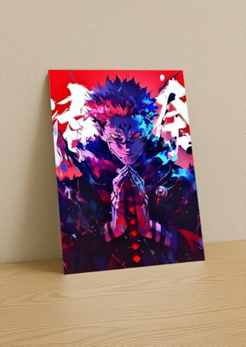 Image of NIJUKA Anime Printed Metal sheet Poster For Home And Room Decoration | For Anime Art Fans Boys And Girls (Sukuna god of curse)