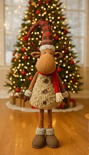 KAMACA XL Weihnachts-Elch Dekofigur mit ausziehbaren Teleskop-Beinen...