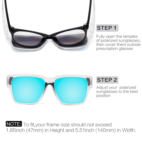 Image of Face Shadow Polarized Sunglasses Fit Over Glasses for Men Lightweight Square Sun Glasses UV400 Protection Shades