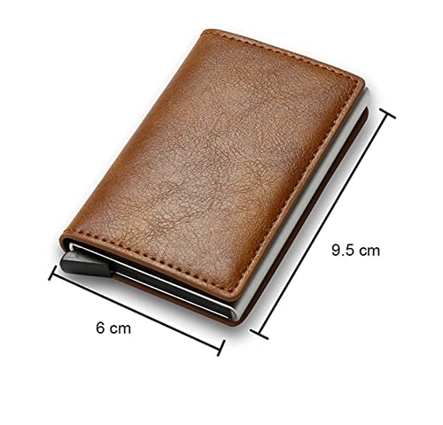 Business Card Holder Card Holder Locator Credit Card Holder Wallet Men Women Aluminium Bank Cardholder Case Vintage Leather Wallet(Coffee)3