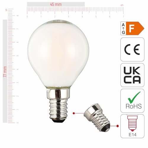 TEKLED® P45 Golf Ball DIMMABLE Filament LED Bulbs, 2700k - Warm White, 37 Watt / E14 (SES) - Image 2