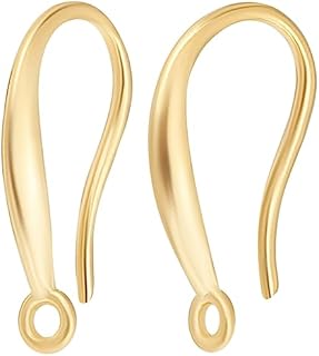 Beebeecraft 1 Box 30Pcs French Earring Hooks 24K Gold Plated Ear Wire Hooks with Loop Dangle Fish Hook Finding for DIY Jewelry Making Findings