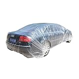 TopSoon Clear Plastic Car Cover with Elastic Band Disposable Car Cover Plastic Auto Cover Waterproof Universal Fit 22-Feet by 12-Feet