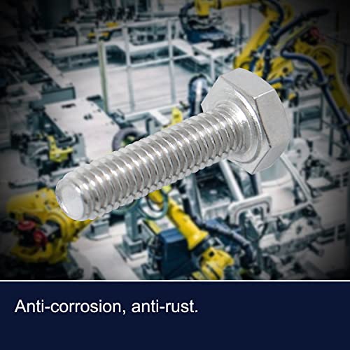 Image of Left Hand M6 x 25mm Hex Head Bolts Screws 304 Stainless Steel, A2-70 Fasteners Fully Machine Reverse Threaded SUS304 4 Pcs