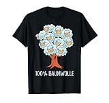 Das 100% Baumwolle Schaf lustige Wortspiel für Frauen Männer Kinder zeigt einen Baum mit Schafen und den Spruch: 100% Baumwolle.