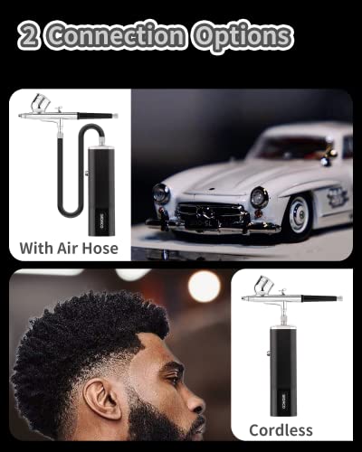 Airbrush Kit with Compressor with 2 Batteries, Portable Cordless Airbrush Kit with Replaceable Battery for Non-Stop Work in Painting, Models, Makeup, Cake Decorating,Barber - Airstart
