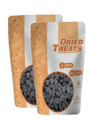 Image of Dried Treats Dried Fruits Nuts And Seeds (Black Raisins /Kail Kishmish, 500G (2X250Gm))