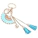 YOYUMI Keyring Porte Clef Série De Style Chinois Clouté De Diamants Ventilateur Pompon Voiture Porte-Clés Dames Sac Pendentif Petit Cadeau Bleu Pleine Longueur 18Cm Pendentif 4X7Cm