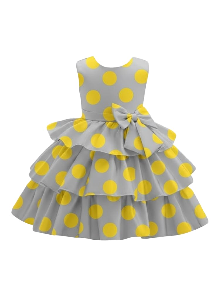 a.t.u.n. (all things uber nice) Baby Girls Tiered Knee-Length Polka Dot Dress | Sleeveless Gathered Party Style Outfit with Bow Detail | Cute Stylish Dress for Infants-picture-41