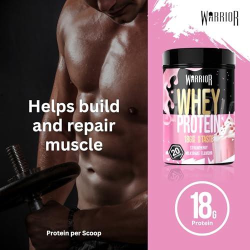 Warrior Whey Protein Powder 500g - Up to 36g* Protein per Shake – Low Sugar - Muscle Growth and Recovery Drink - Amazing Taste - 20 Servings - GMP Certified (Strawberry Milkshake) - Image 4