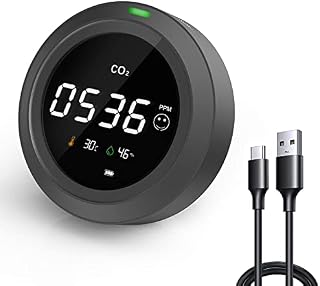 LifeBasis CO2 Monitor, 10-Years Battery Life 3 in 1 Carbon Dioxide Detector Temperature Humidity Air Quality Monitor Meter, 2.6 Inch Digital LCD Display/0-5000 PPM/24h Real Time Monitoring