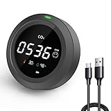 CO2 Messgerät-LifeBasis 3 in 1 Kohlendioxid Detektor, Temperatur-, Feuchtigkeits- und Luftqualitätsmessung CO2 Melder mit LCD Anzeige /0-5000 PPM/Präzisem NDIR-Sensor Schwarz für Büro Gewächshaus