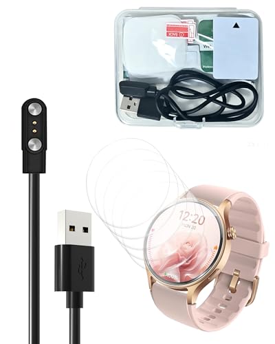 [1 Set] for aeac AR-01 SmartWatch Charger and Screen Protector, Magnetic Replacement USB Charging Cable and Clear TPU Soft Film Screen Protector Compatible with AR-01 Smart Watch Accessories. image 5