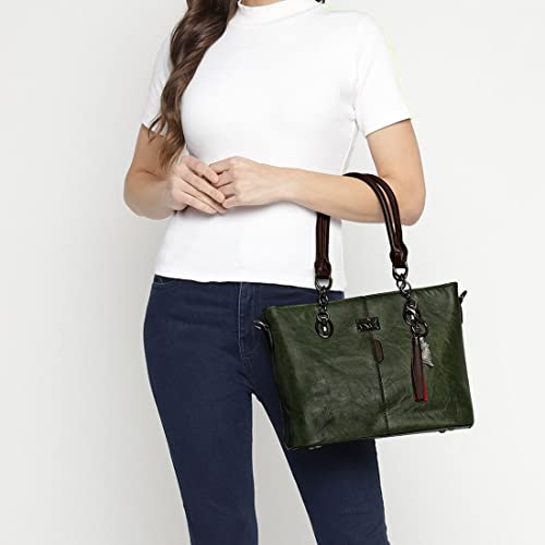 Image of VISMIINTREND Stylish Vegan Leather Shoulder Handbag Crossbody Mini Laptop Tote Bag for Women | Tassel | Ladies Purse | Gifts for Women | Branded | Office | Work | Christmas Gift for Women