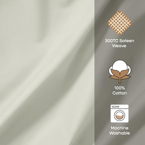Image of SleepyCat Sateen Duvet Cover | 100% Cotton | 300TC Sateen Weave with Corner Ties & Zipper Closure | Oeko-TEX & AZO Free - Mineral (Double Size, 90x100 Inches)