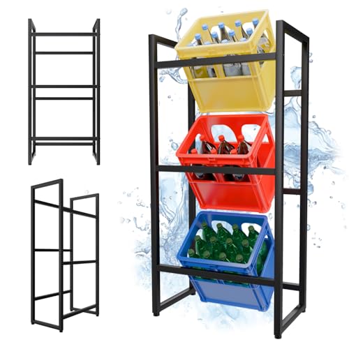 TroniTechnik® Getränkekistenregal GK03, 3 Kisten, Schwarz, 55x32x112 cm – Ansicht 1