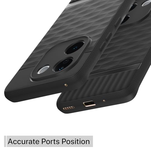 Image of Pikkme Back Cover for Vivo T3 Pro 5G / iQOO Z9s Pro 5G Camera Protection 3D Hexa Cube Design Silicone Protective Bumper Case (Black)