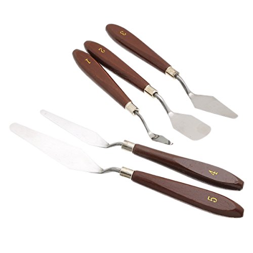 EVINIS 5Pcs Stainless Steel Spatula Palette Knife Painting Mixing Scraper Set,3D Print Removal Tool - Thumbnail 4