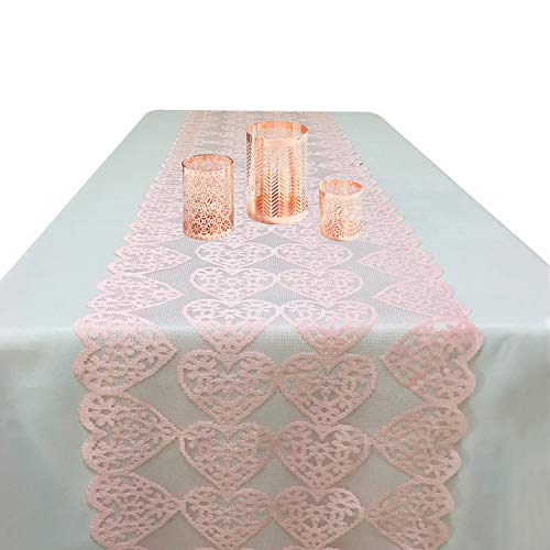 Joysail Valentines Day Table Runner - Light Pink Lace Table Runners For Weddings, Valentines Day Table Decorations - Romantic Love Heart Table Runner For Home Dining Table - 12 X 72 Inch #TOP5