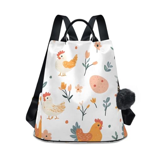 Sac à dos tendance blanc motif poulet mignon : parfait pour les cours et les sorties