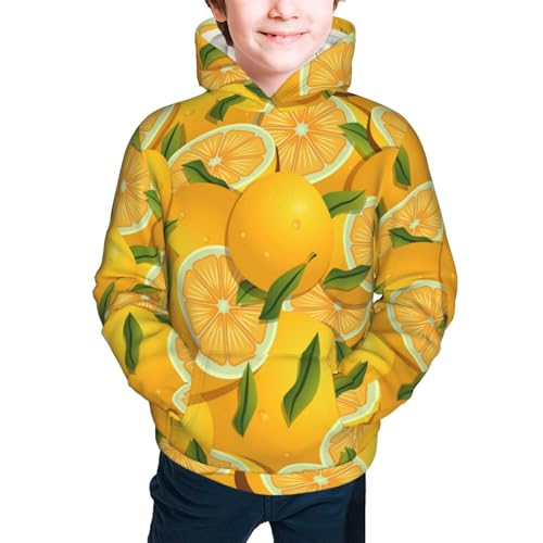 Yellow Limes Kid Hoodies Boys Sweatshirts Girls Pullover with Pocket3