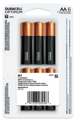 Image of Duracell Optimum AA Batteries with 4x Power Boost Ingredients, 6 Count (Pack of 1), Double A Battery with Long-Lasting Power, Alkaline AA Battery for Household and office devices
