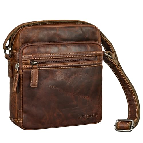 STILORD 'Kony' Bandolera Hombre Piel Pequeña Vintage Bolsa Tableta 10 Pulgadas iPad Messenger Bag...