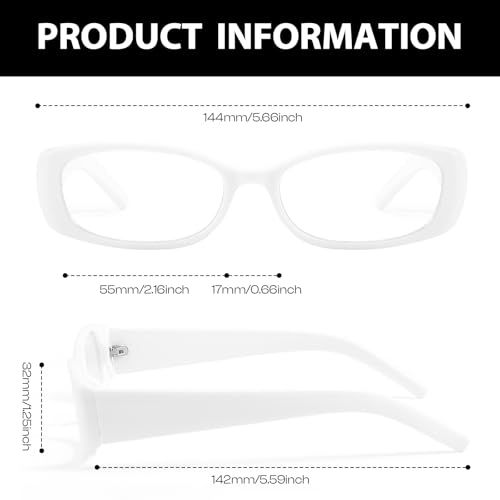 Image of DreamCalf Rectangle Fake Glasses for Women Trendy Y2K Office-Siren Blue Light Glasses with Clear Lenses