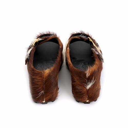 Image of XOBZJH Long-Hair Calfskin Chunky Clog Slide for Women - Memory Foam Luxury Slip on Shoes Women's Mules & Platform Clogs,Designer Mules for Women 2025