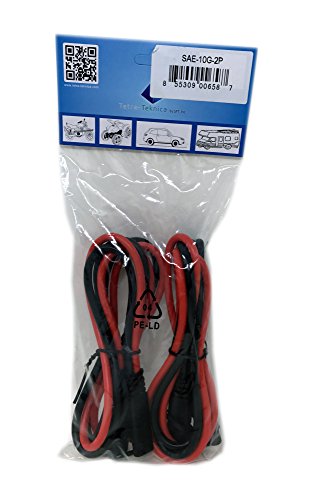 Tetra-Teknica Motobasic Series Sae-10G-2P Sae Quick Disconnect Extension Cable Value Pack, 3 Feet, 10Awg Stranded Tinned Copper Wire, 2 Per Pack #TOP3