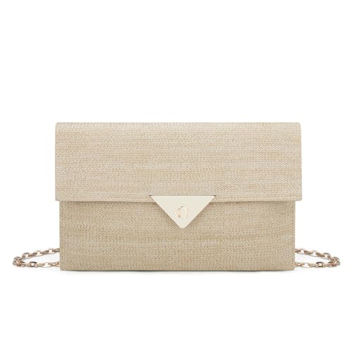 jessie Straw Clutch Purse for Women Summer Woven Beach Bag Rattan Crossbody Evening Purses Vacation Handbags for Party