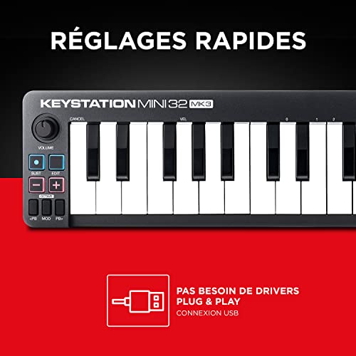 M-Audio Keystation Mini 32 MK3 – Mini Clavier MIDI USB ultra-portable avec 32 mini-touches sensibles à la vélocité et logiciel de procution musicale - Les Beatles, Paul McCartney, John Lennon, RIngo Starr, George Harrison M-Audio Keystation Mini 32 MK3 - Mini Clavier MIDI USB ultra-portable avec 32 mini-touches sensibles à la vélocité et logiciel de procution musicale – Image 5