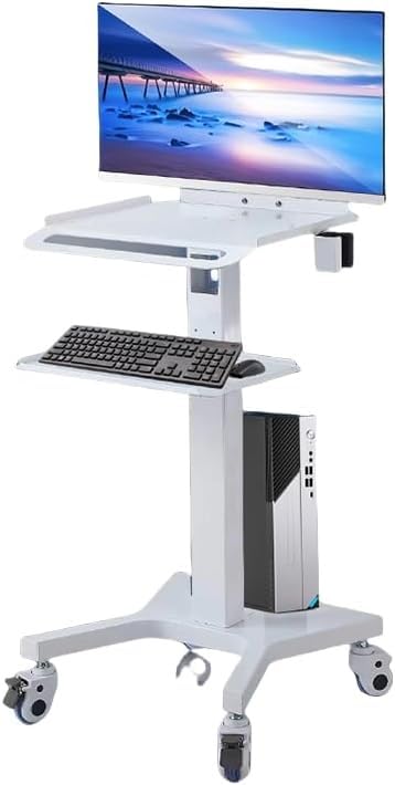 Carro Médico con Soporte para Monitor, Carro De Servicios Dentales con Ruedas, Doble Capa para Enfermería Y Salones De Belleza, Diseño Versátil Y Portátil.