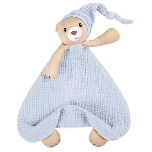 Image of lulumoon Bear Baby Security Blanket: Skin-Friendly Muslin Snuggle Lovey
