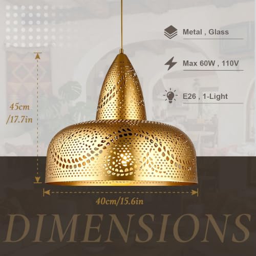 Image of Moroccan Gold Ceiling Lamp Porous Arabic Ceiling Light Fixture
