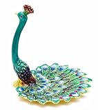 JWT Astyle Luxury Peacock Ring Holder Dish Jewelry Tray.Turquoise Peacock Decor Gifts Animal Figurines Trinkets Earring Necklace Storage Organizer