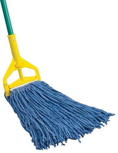 Image of Winco Yarn Mop Head, 32-Ounce, 4 Ply Cut Head, Blue, White, Medium