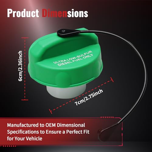 Image of Diesel Fuel Cap Gas Cap 52013994AB Compatible with Dodge Ram 1500 2500 3500 4500 5500 Jeep Liberty Wrangler Grand Cherokee